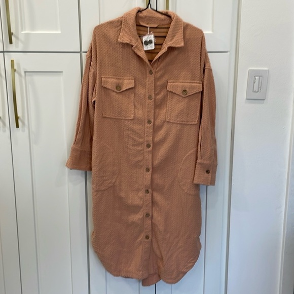 NWT Free People 100% Cotton Textured Shirt/Dress - Picture 1 of 16